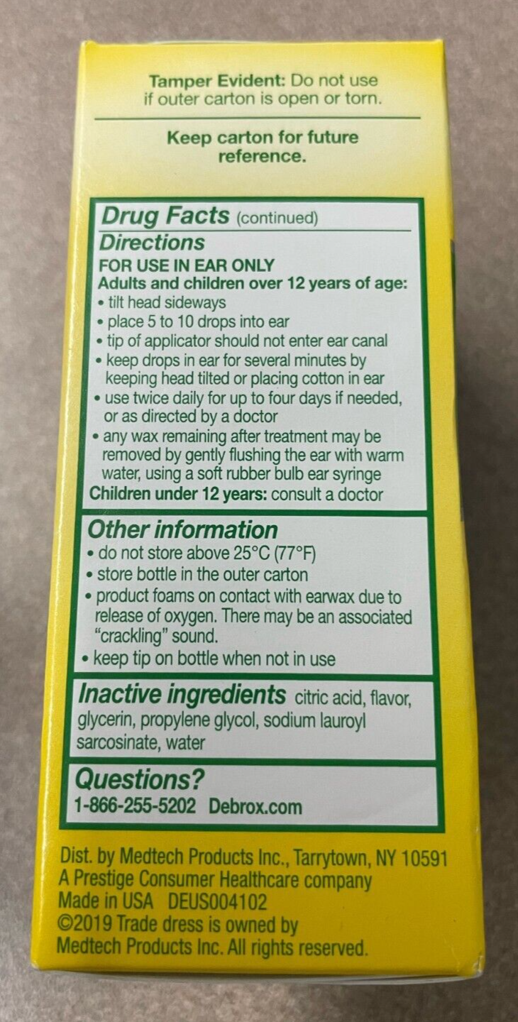 Debrox Earwax Removal Kit 0.5 fl oz with Rubber Bulb & Drops 01/2024