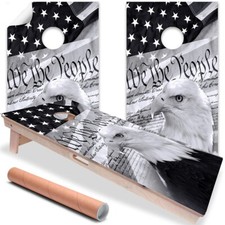 We The People US American Flag Cornhole Board Wraps and Decals Vinyl Sticker