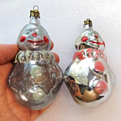 2 Vintage Glass Christmas Ornaments Christmas Fir-Tree New Year Decorations...