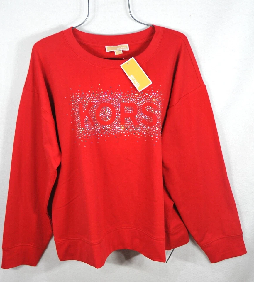 Top para mujer Michael Kors color rojo/plateado estrás talla L precio de venta sugerido por el fabricante 110 USD nuevo con etiquetas Foto 4 de 4