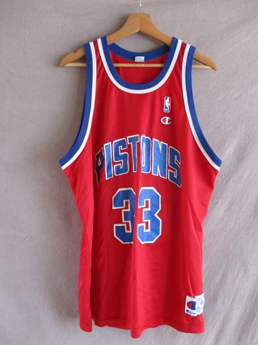 Grant Hill 33 Detroit Pistons red blue Champion mesh jersey tank top 48