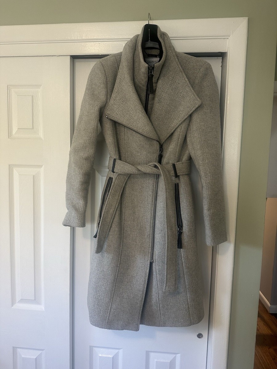 Calvin Klein Womens Wool Blend Belted Wrap Coat, for Macys XS