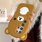 Cute 3D Bear Cartoon Silicone Shockproof Case Cover for Samsung S25 S24 23 Ultra