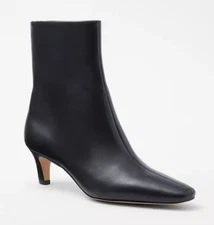 NEW ANN TAYLOR BLACK SKINNY HEELED LEATHER BOOTIE BOOTS SIZE 6.5