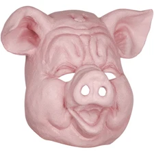 ADULT LATEX PIG HOG SWINE PIGGY SNOUT FARM ZOO ANIMAL COSTUME HEAD MASK PINK