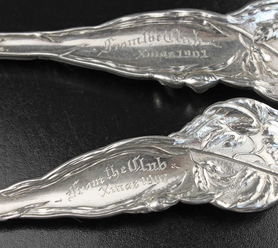 Reed & Barton Sterling LES SIX FLEURS 9 7/8" Salad Serving Set Decorated Bowl - Image 4 of 4