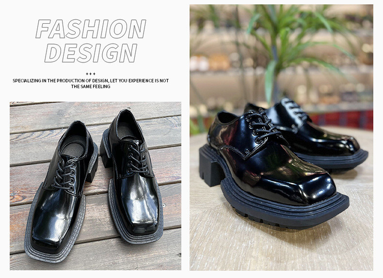 Square Toe Lace Up Formal Dress Platform Men Real Leather Square Toe Lace Up Formal Dress Platform Men Real Leather
