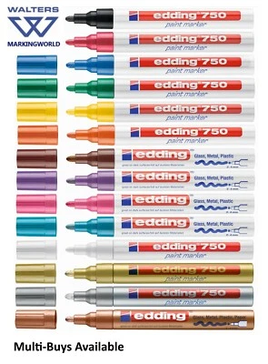 Edding 750 Paint Marker Pens, Medium 2-4 mm Bullet Tip, Low Odour, 14 Colours