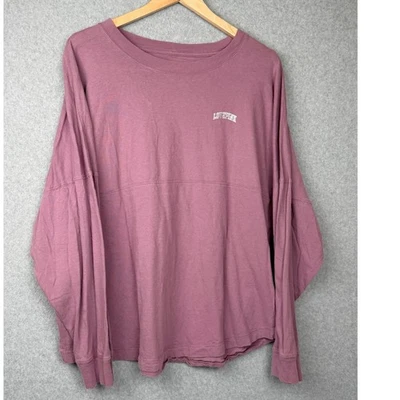 Victoria's Secret PINK Oversized Spirit Jersey Mauve Purple Plaid Logo XL - Image 1 of 4