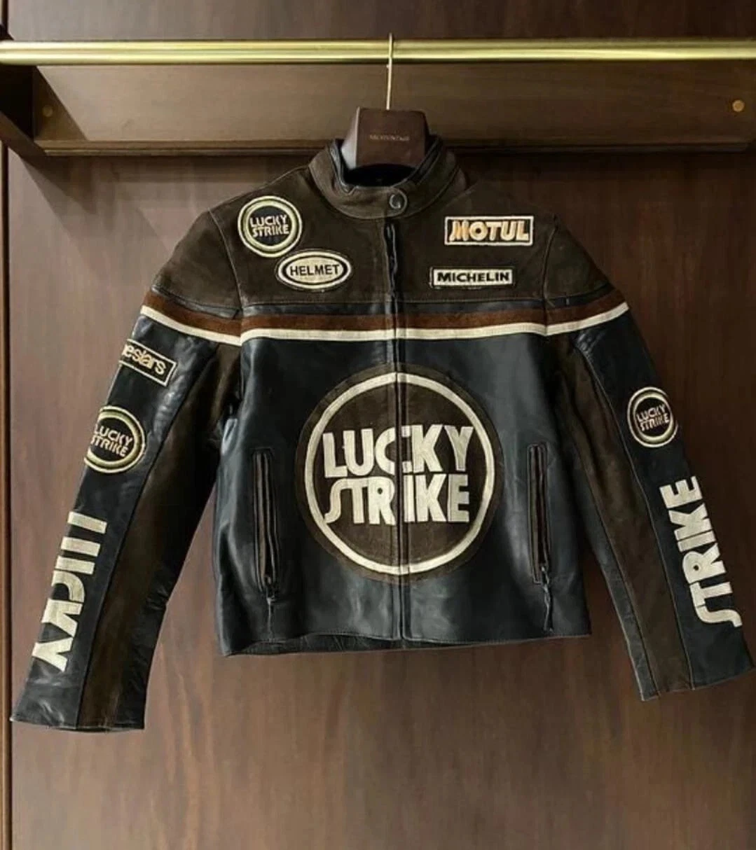 Handmade Vintage Lucky Strike Racing Leather Jacket, Retro Racer Biker Jacket
Opens in a new window 