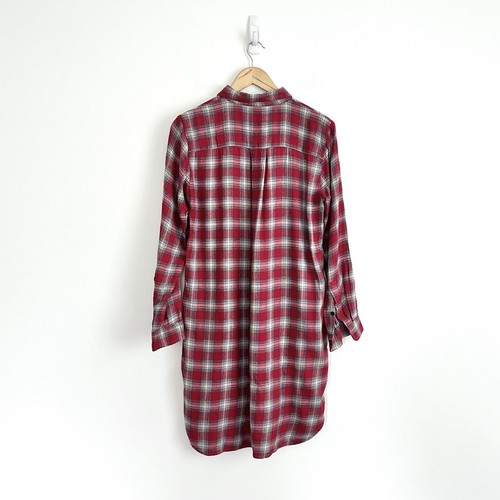 Vestido camisero Madewell Daywalk pequeño Fairfax franela de algodón rojo a cuadros - Imagen 7 de 7