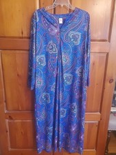 Nightgown House Dress By GS Med. Blues Long Sleeves Pockets Front Zip