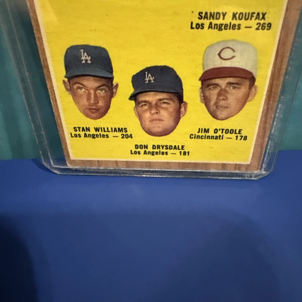 1962 Topps #60 1961 Poncheout LDRS Sandy Koufax Don Drysdale Williams O'toole casi nuevo Foto 3 de 4