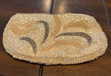 1940s Pearl Beaded Clutch Evening Bag Zippered Closure, Japan Vintage