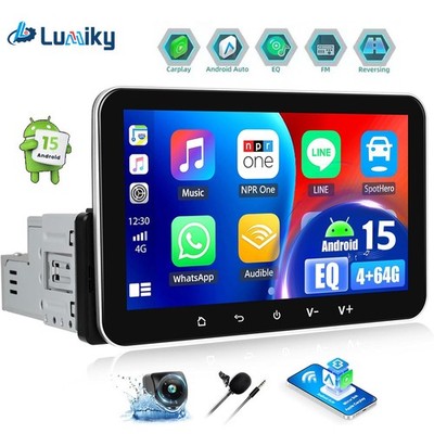 7'' Single 1Din 4+64GB Android 15.0 Autoradio Apple CarPlay Touchscreen BT Kamera