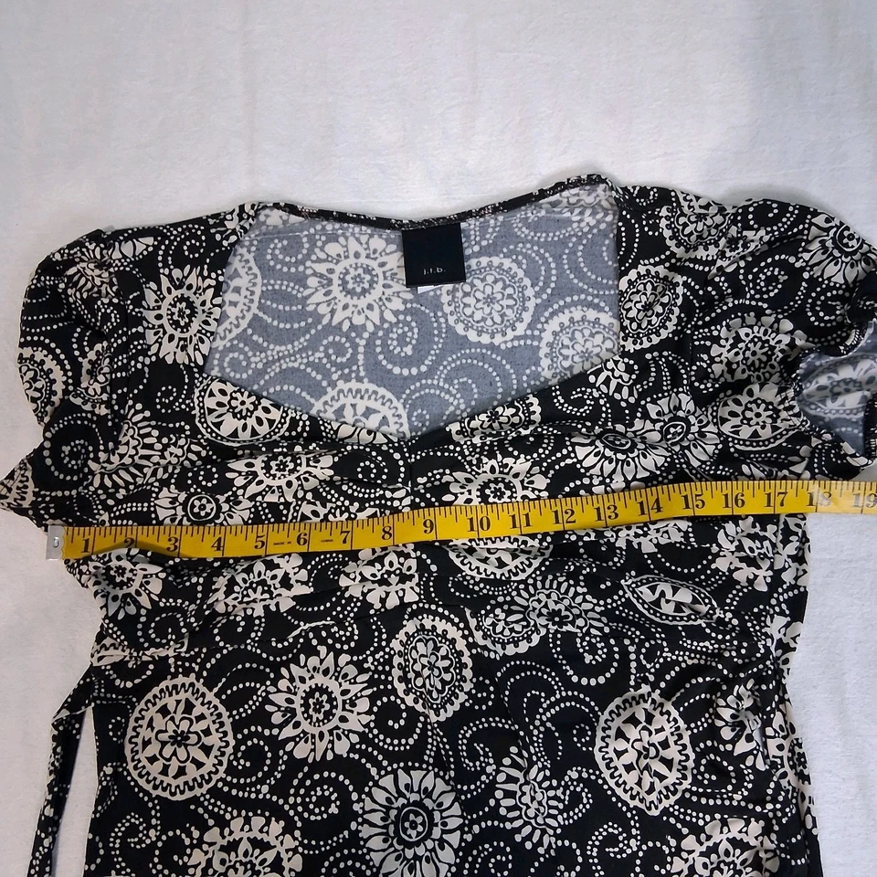 J.T.B. Top Babydoll Y2K Manga Corta Abullonada Negro Blanco Cuello Corazón M Foto 4 de 4