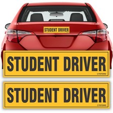 Student Driver Magnet for Car Sign - Large 12"X3" Magnetic Reflective Vehicle Sa
