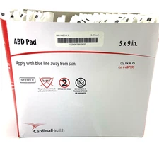 1 pack of 25 Cardinal Health C-ABP595 ABD Pads 5"X9"