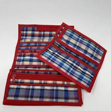 Vintage Mundi Red Checkbook Wallet Blue Plaid Interior 80s 90s
