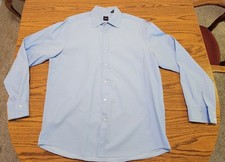 Boss Hugo Boss Men's Textured Micro Dot Button Up Black Dress Shirt Size XL EUC