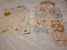 Vtg 90s Y2k Puff Paint Liquid Embroidery Tote Bag Lot Of 3 Tinkerbell Angel
