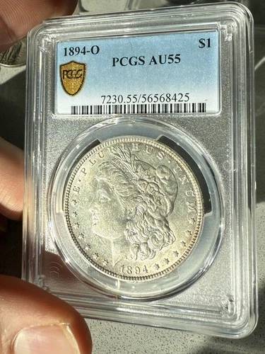 1894 O Morgan Silver Dollar PCGS AU 55 Slight Reverse Toning