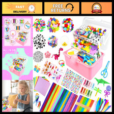 3000Pcs Kids Craft Supplies Kit - DIY Arts Crafts, Pipe Cleaners, 3 Layer Box,