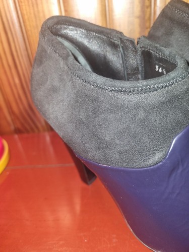 PRADA ANKLE BOOTIES PURPLE LEATHER/BLACK SUEDE SIZE 36.5 MADE IN ITALY RRP$3200 - Picture 7 of 14