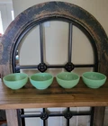 4 FOUR VTG FIRE KING OVEN WARE JADEITE GREEN 5" CHILI SOUP CEREAL BOWLS