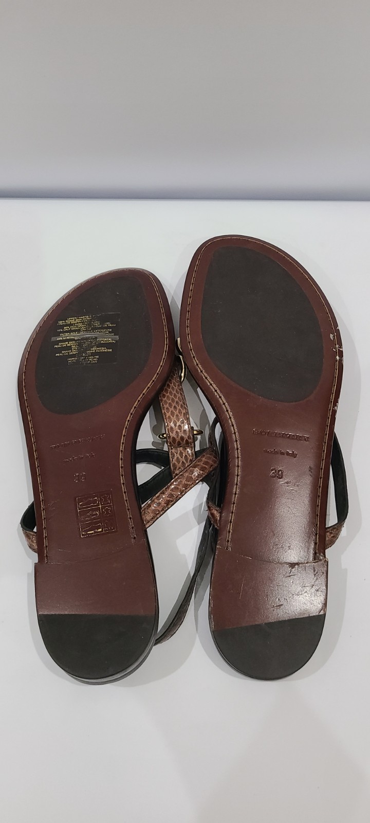 Burberry Brown Python Ankle Strap Flat Sandals Si… - image 12