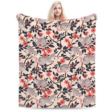 50x60 Inch Opossum Throw Blanket Cute Animal Flannel Warm Cozy Soft Couch Decor