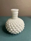 Vintage Fenton Hobnail Milk Glass Perfume Bottle Bud Vase No Stopper