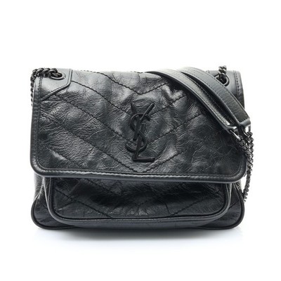 SAINT LAURENT Niki Baby Shoulder Bag Calfskin Black 633185