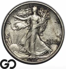1917-S Walking Liberty Half Dollar, Reverse MM, Choice AU Better Date