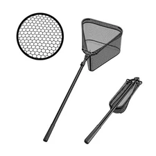 Fishing Net with Handle,Fishing net telescoping Handle, 28in - 35" Black