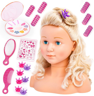 Schmink Und Frisierkopf Super Model Puppenkopf Mit Haarzubehör Make-Up Zum Style