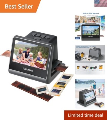 All-in-One Film Scanner: 22MP, LCD Screen & Built-in Storage for Effortless Use