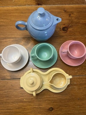 Fiestaware Tea Set With Saucers