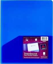 Translucent Two Pocket Folders Blue Polypropylene 8.5x11in 1 Cover/EA - 1EA