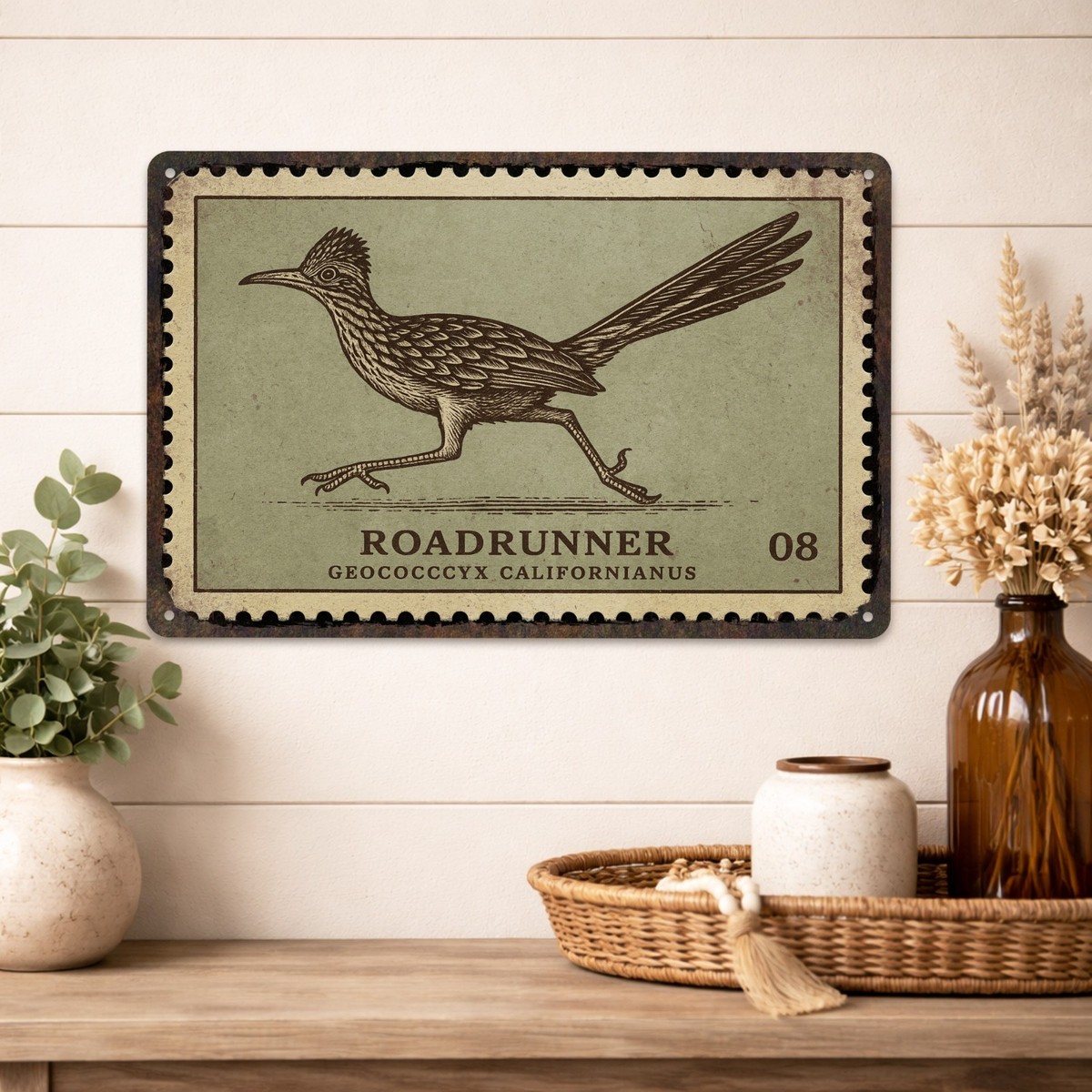 Roadrunner Vintage Sign, Southwest Wall Art, Metal Signs, Animal