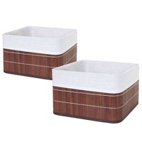 2Er-Set Aufbewahrungskorb MCW-C21, Aufbewahrungsbox, Bambus 33X33X21Cm Braun