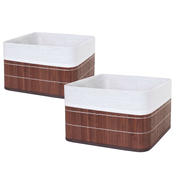 2Er-Set Aufbewahrungskorb MCW-C21, Aufbewahrungsbox, Bambus 33X33X21Cm Braun-image