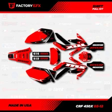 Red & Black Shift Racing Graphics kit fits Honda Crf450X 05-18 Crf 450X 450