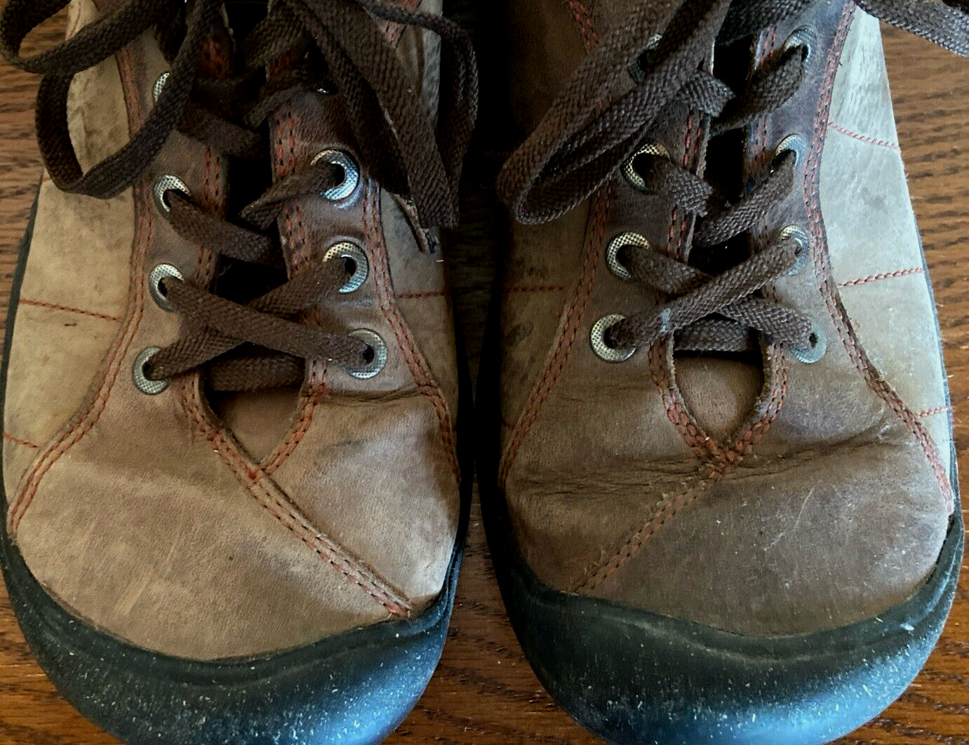 Scarpe stringate da trekking KEEN da donna marroni rosse cuciture in pelle