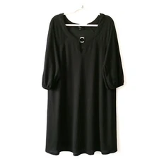 Naif Womens Black 3/4 Raglan Sleeve Round Neck Tunic Blouse Plus Size 2X