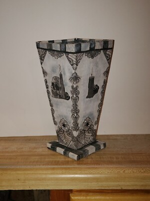 Handmade 10'' Vase, Dia De Los Muertos, Halloween, Goth 