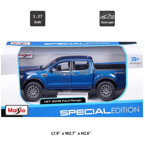 1/27 Scale 2019 Ford Ranger Model Toy Car Pickup Truck Diecast Toy Vehicle Blue - Picture 2 of 12