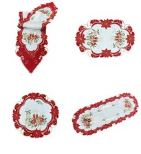 Weihnachtsdecke Tischläufer Tischdecke Mitteldecke Tischband gestickt Rot Weiss