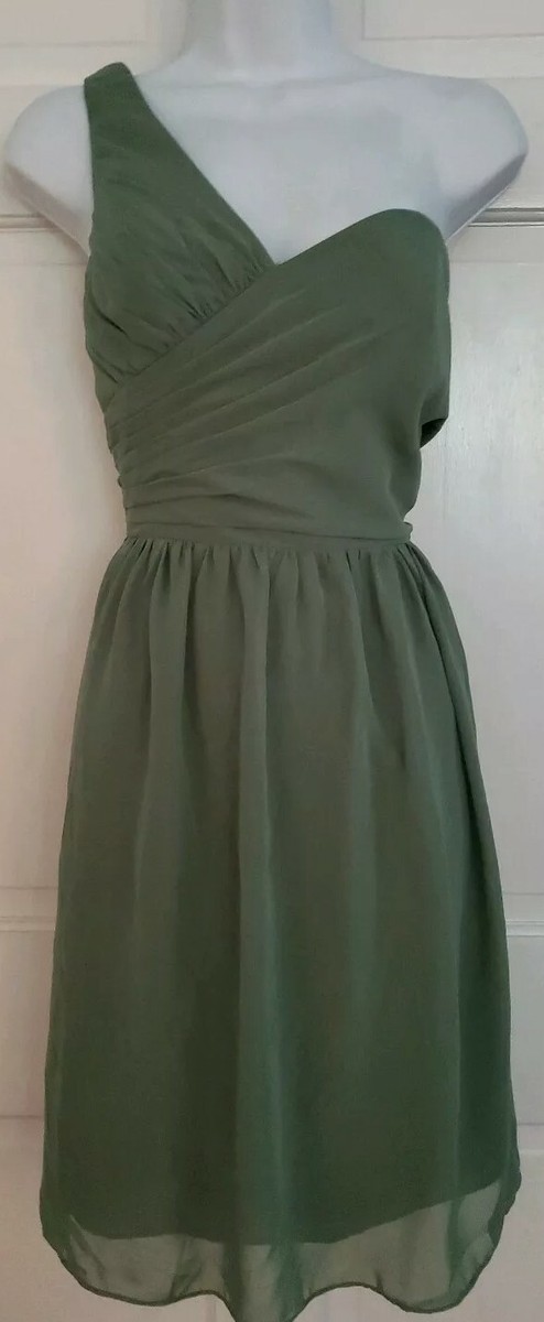 ALFRED ANGELO moss clover Green One Shoulder Cocktail Bridesmaid Dress 10  12 NWT | eBay