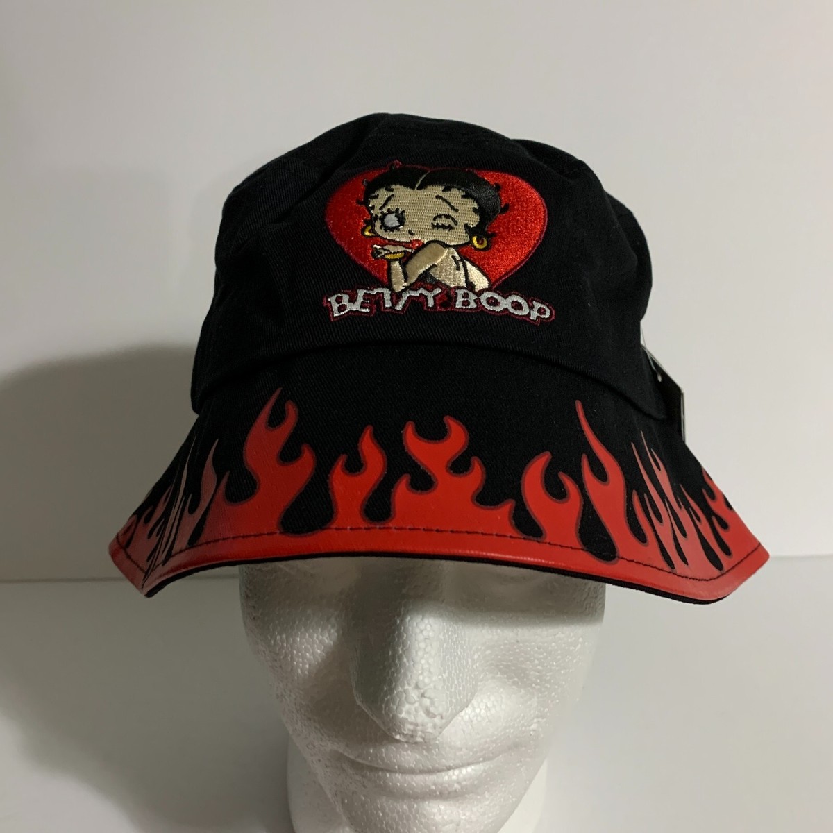 Headgear Classics Bucket Hat Betty Boop Flames Black Red Cap